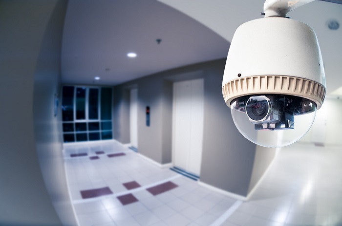 CCTV Camera or surveilance Operating in condominium with fish eye perspective
